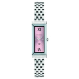 Gucci G-Frame Silver Steel Pink Dial with Diamonds Ladies Watch YA127516