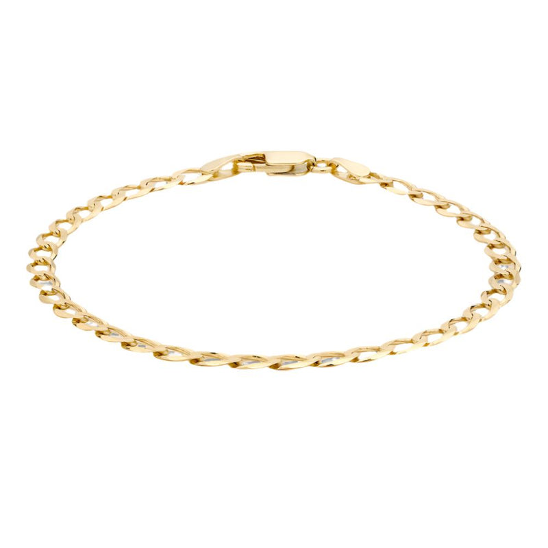 9ct Gold Flat Curb Bracelet 23cm