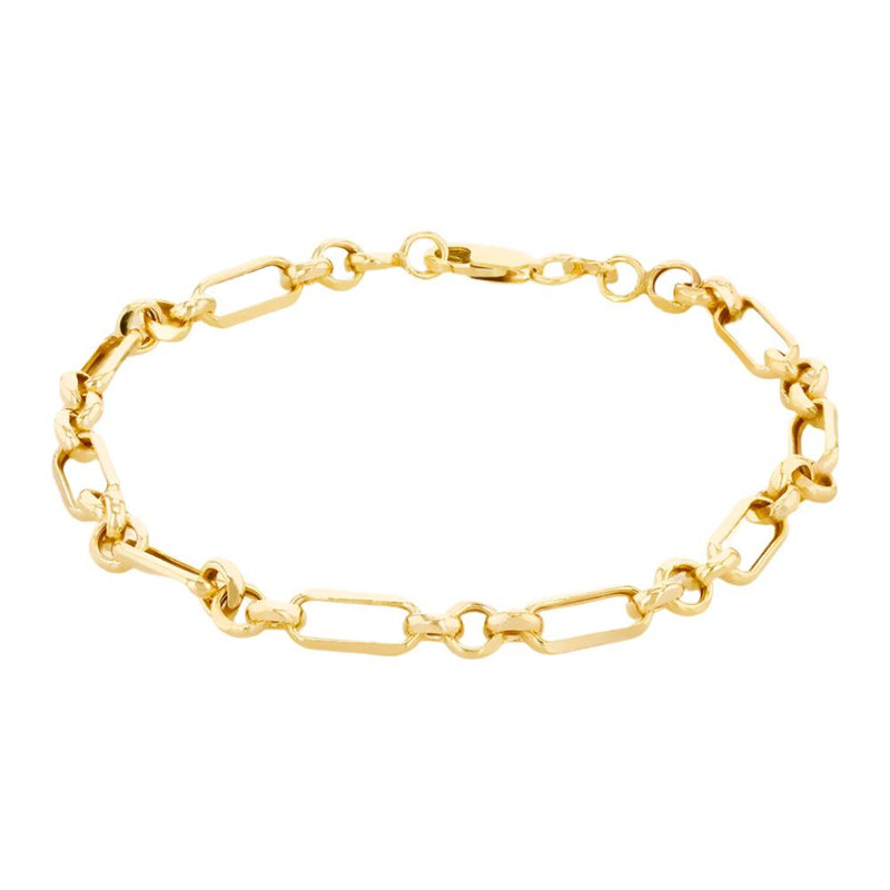 9ct Gold Diamond Cut Figaro Bracelet