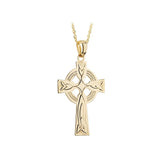 9ct Gold Hand Engraved Celtic Cross Necklace