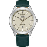 Citizen Corse Eco-Drive Green Leather White Dial 40mm Watch AW0090-11Z