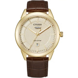 Citizen Corso Eco-Drive Borwn Leather Champagne Dial 40mm Watch AW0092-07Q