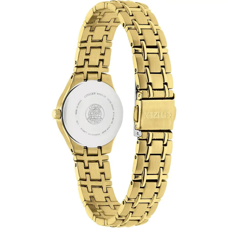 Citizen Eco-Drive Silhouette Gold Steel Champagne Dial 25mm Ladies Watch EW1262-55P