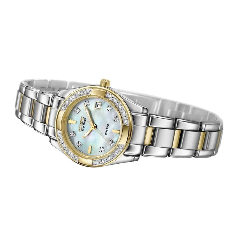 Citizen Regent Eco-Drive Two Tone Steel Diamond 26mm Ladies Watch EW1824-57D