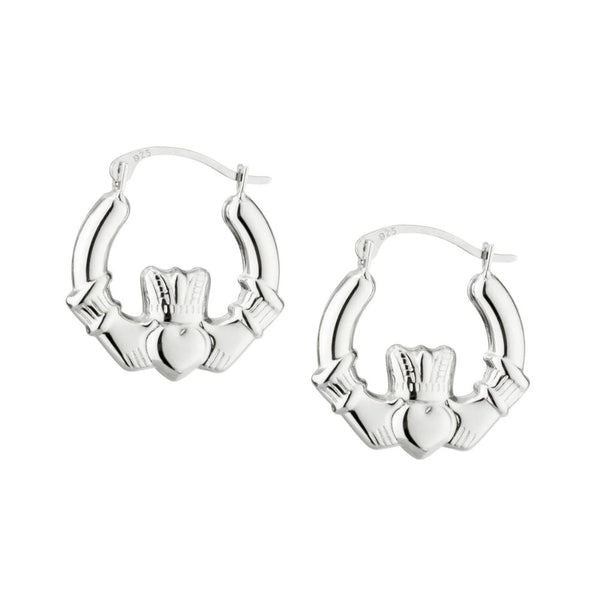 Sterling Silver Claddagh Hoop Earrings