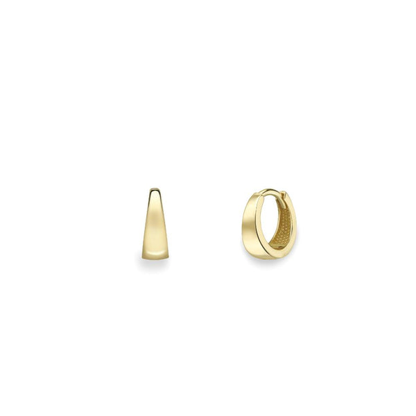 9ct Gold Round Tapered Huggie Hoop Earrings
