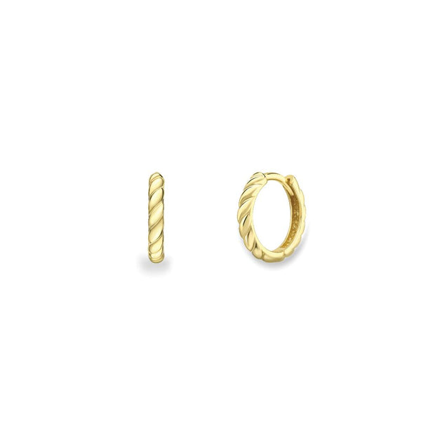 9ct Gold Twisted Huggie Hoop Earrings