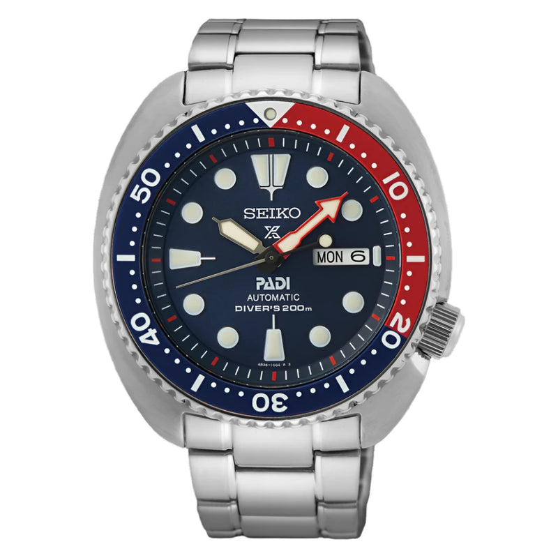 Seiko Prospex PADI Turtle Automatic Silver Steel Blue Dial 45mm Watch SRPE99K1