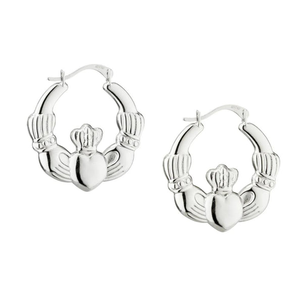 Sterling Silver Claddagh Hoop Earrings