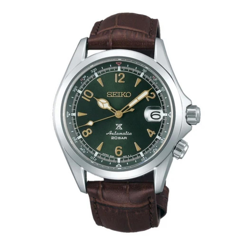 Seiko Prospex Alpinist Automatic Silver Steel Leather Strap 39.5mm Watch SPB121J1