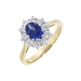 18ct Yellow Gold Sapphire and Diamond Cluster Ring