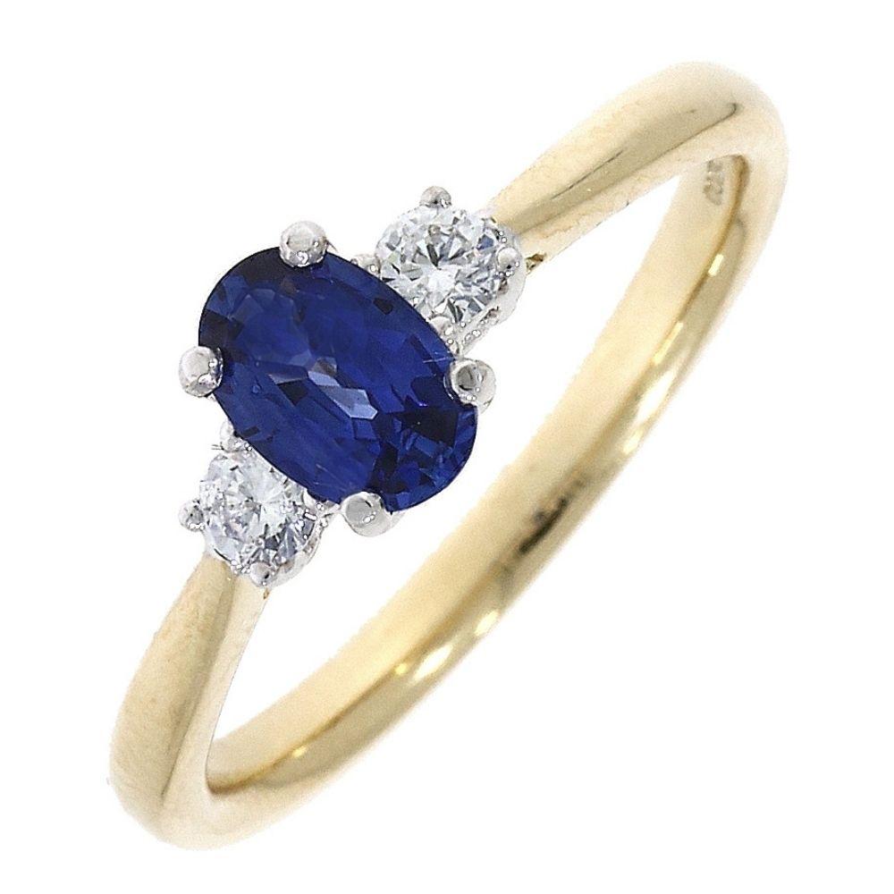 18ct Gold 0.47ct Oval Sapphire and 0.13ct Diamond Ring – Bannon Jewellers