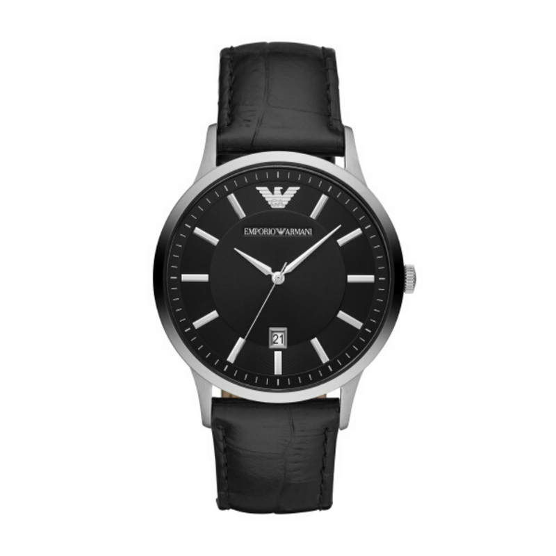 Emporio Armani Renato Black Leather Mens Watch AR11186