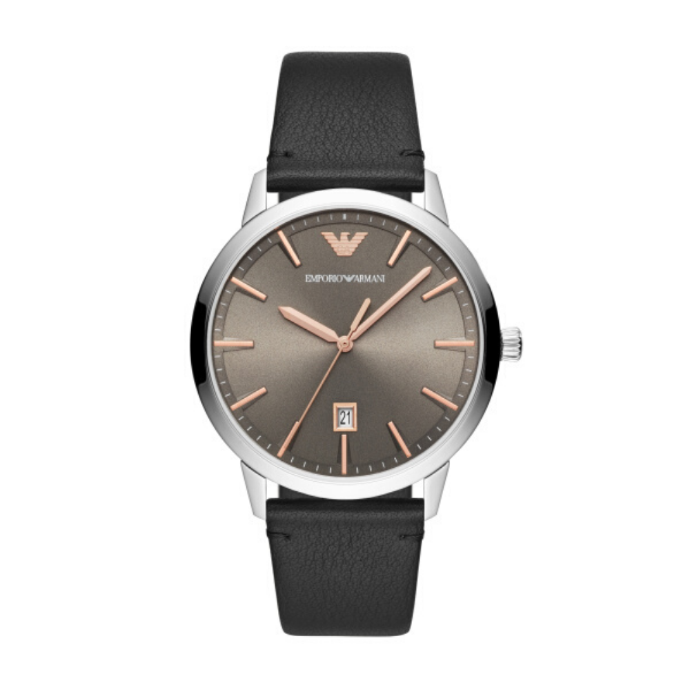 Emporio Armani Ruggero Black Leather 43mm Mens Watch AR11277 – Bannon ...