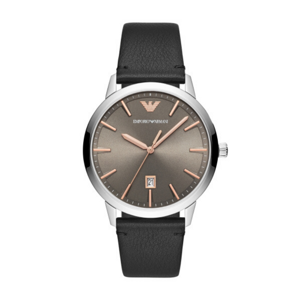 AR11277 Black Leather Ruggero Quartz Emporio Bannon Watch 43mm – Jewellers Armani