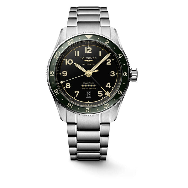 Longines Spirit Zulu Time Automatic Steel Green 42mm Mens Watch