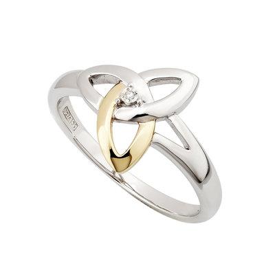 10ct Gold and Silver Diamond Trinity Knot ring