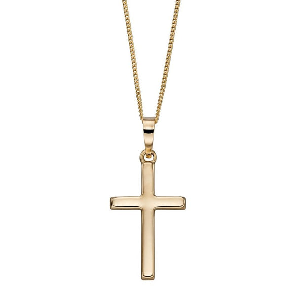 9ct Gold Polished Cross Pendant Necklace Bannon Jewellers