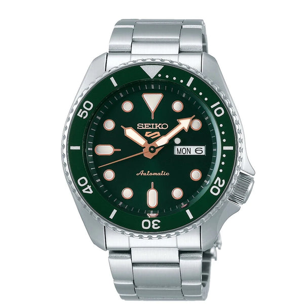 Seiko 5 Automatic Green Dial Silver Steel 42.5mm Mens Watch